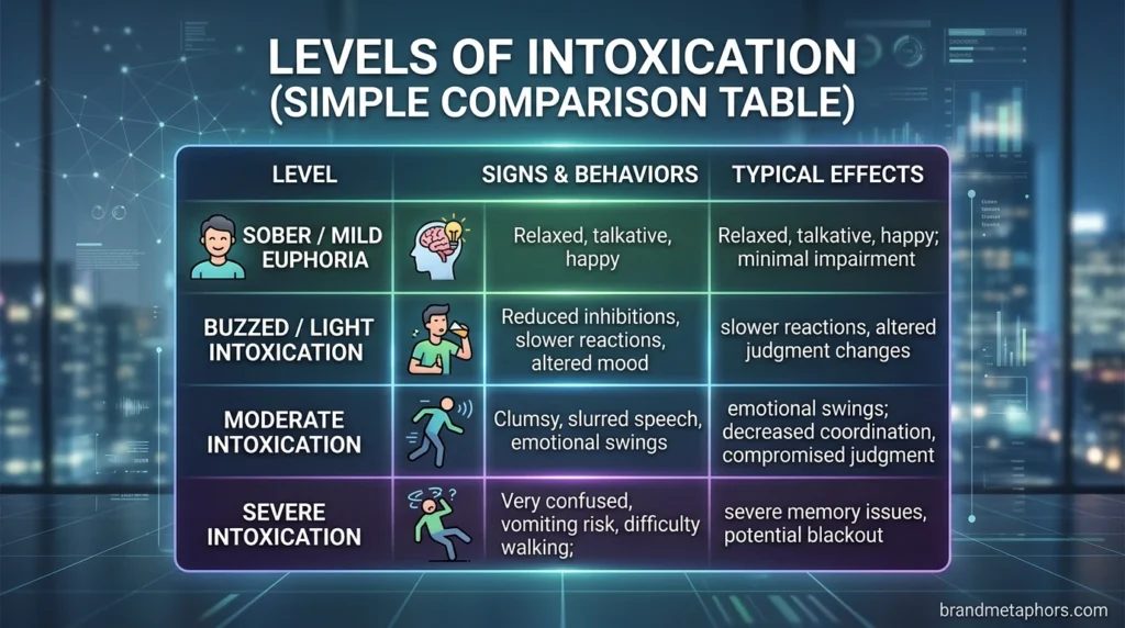 Levels of Intoxication (Simple Comparison Table)