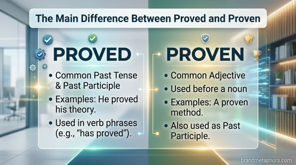 The Main Difference Between Proved and Proven