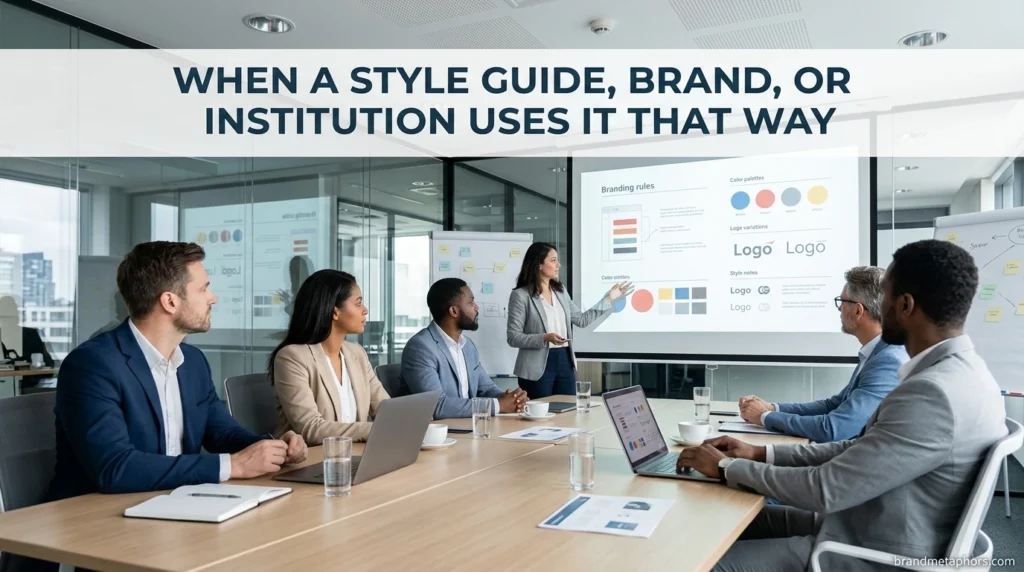 When a style guide, brand, or institution uses it that way