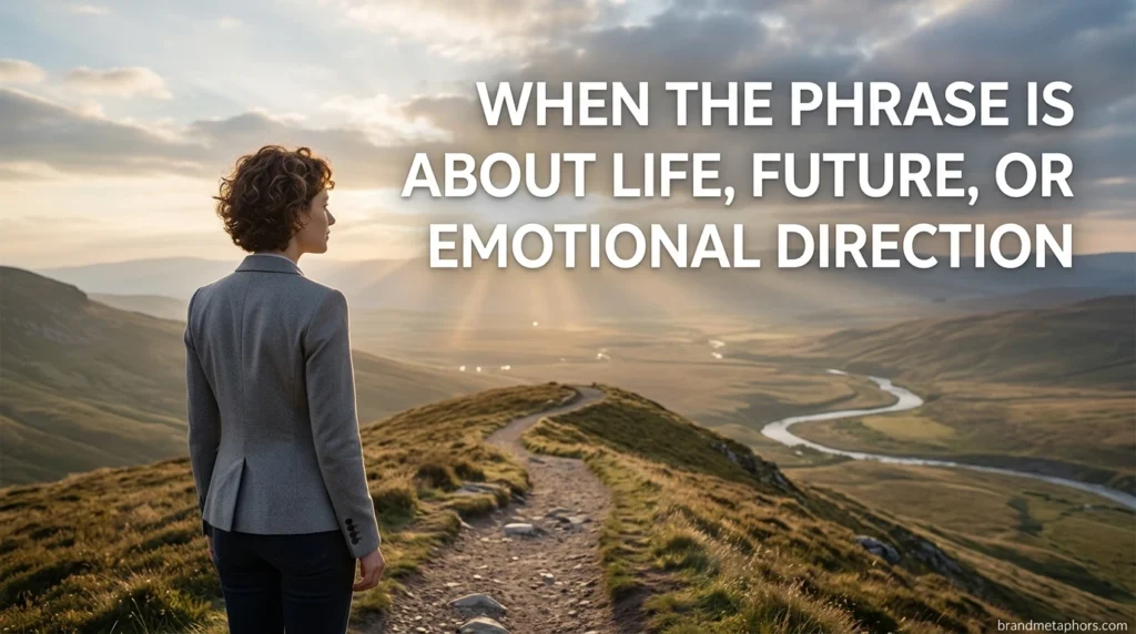 when the phrase is about life, future, or emotional direction